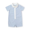 thumbnail image 1 of Hope & Henry Layette Baby Boy Woven Short Sleeve Romper with Collar and Button Front, 1 of 3
