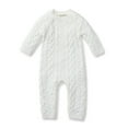 thumbnail image 1 of Hope & Henry Layette Soft White Cable Knit Sweater Romper, 1 of 4