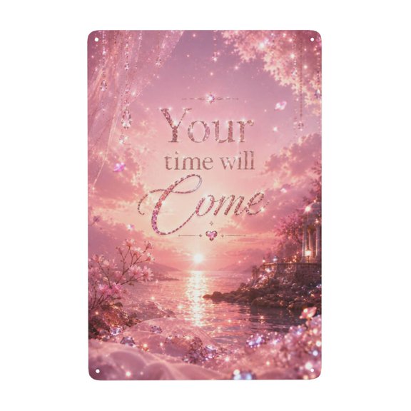 Hope Inspirational Pink Sunset Manifestation Quote Metal Wall Decor, Tin Sign for Home, Bar8x12 inch