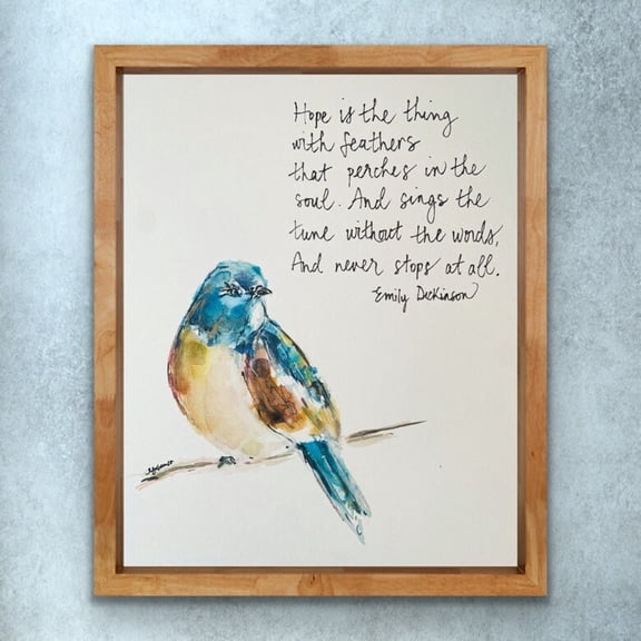 Hope Is The Thing With Feather Emily Dickinson Quote Print Bird Quote About Hope Watercolour Wall Art Watercolour Bird Wall Art