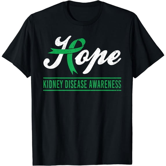 Hope Kidney Disease Awareness Month Green Ribbon Support T-Shirt
