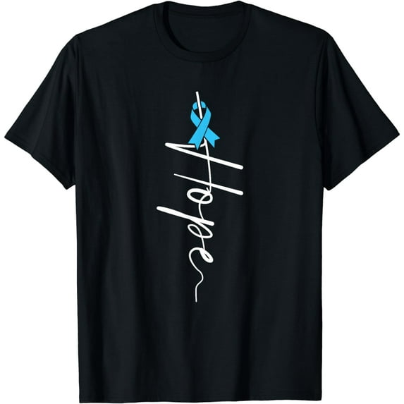 Hope Light Blue Ribbon Survivor Prostate Cancer Awareness T-Shirt
