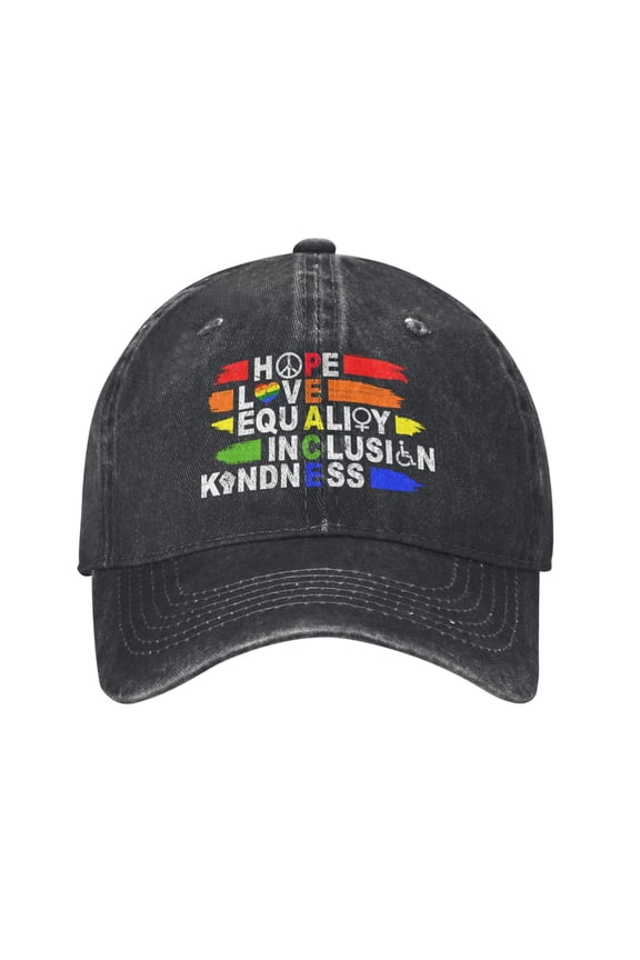 Hope Love Equality Inclusion Kindness Baseball Cap Men'S Women'S Fashion Hat Vintage Adjustable Unisex Casquette
