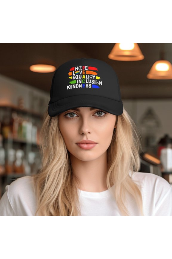 Hope Love Equality Inclusion Kindness Baseball Cap Trucker Hat for Women Men