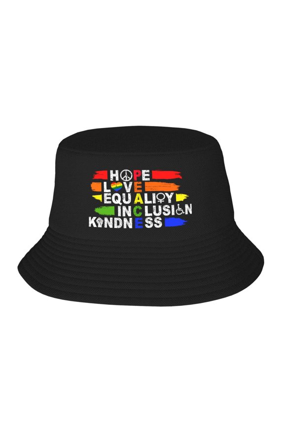 Hope Love Equality Inclusion Kindness Bucket Hat For Womens And Mens Outdoor Beach Fisherman Hat Sun Hat