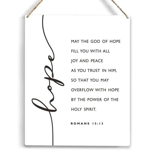 Hope May The God Bible Verse Wood Sign Rustic Romans 15:13 Christian Wooden Hanging Plaque For Home Office Wall Art Decoration 8 X 10 Inches Present