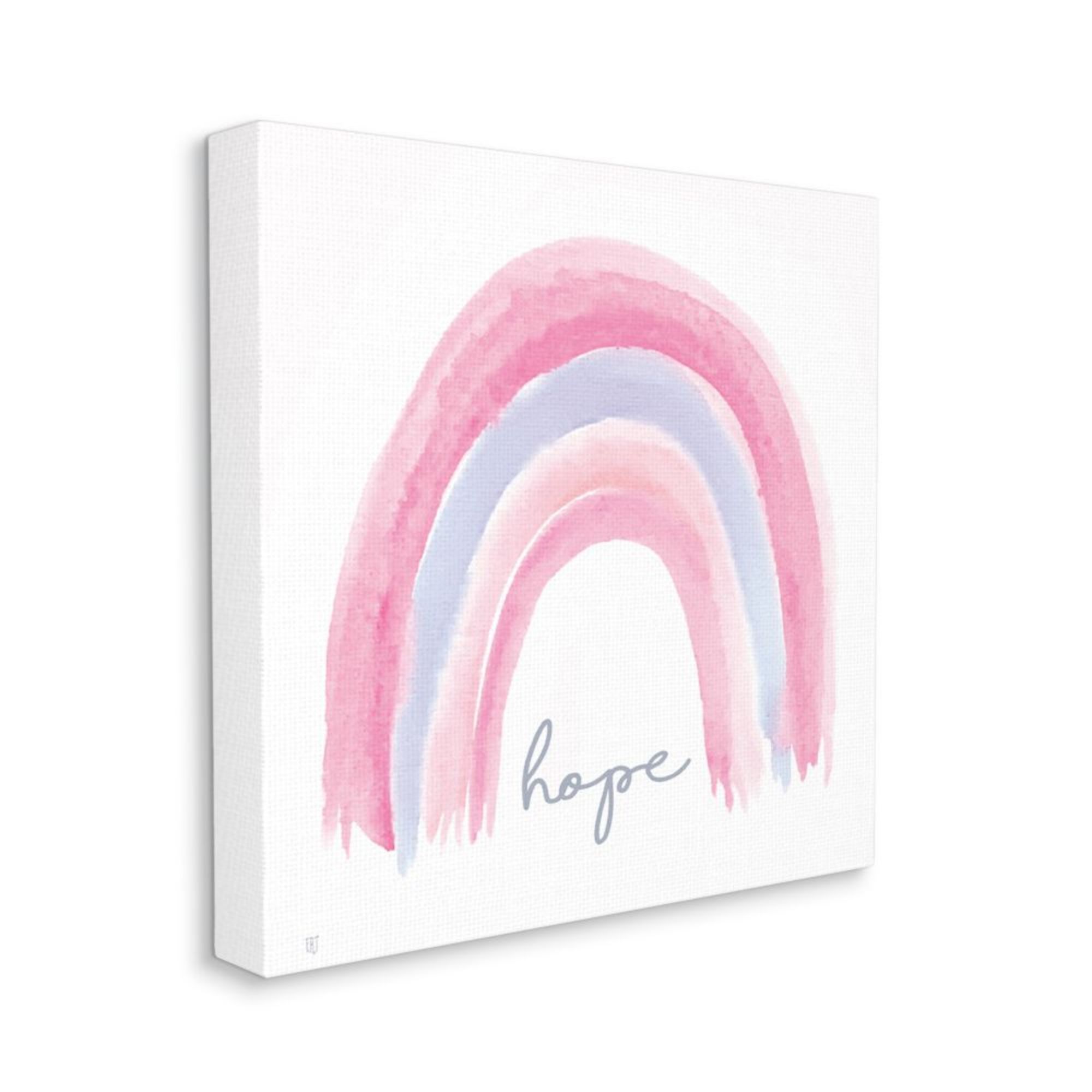 Hope Phrase Watercolor Rainbow Pink Purple Art for Kids Gallery-Wrapped Canvas Print Wall Art, 17x17