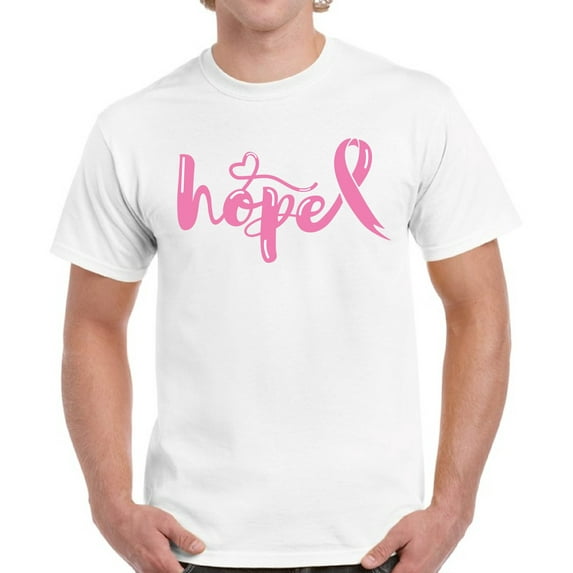 Hope Pink Ribbon Breast Cancer Awareness TShirt for Men Awareness Mens T-Shirt - S M L XL 2XL 3XL 4XL 5XL Graphic Tee - Support Gift Top Shirt for Him