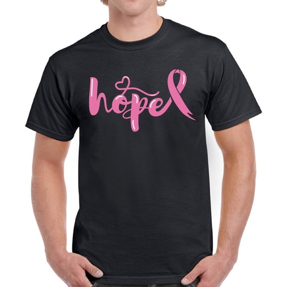 Hope Pink Ribbon Breast Cancer Awareness TShirt for Men Awareness Mens T-Shirt - S M L XL 2XL 3XL 4XL 5XL Graphic Tee - Support Gift Top Shirt for Him