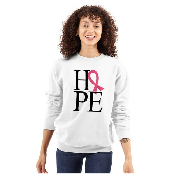 Hope Pink Ribbon Breast Cancer BCA Women Crewneck Sweatshirt Brisco Brands L