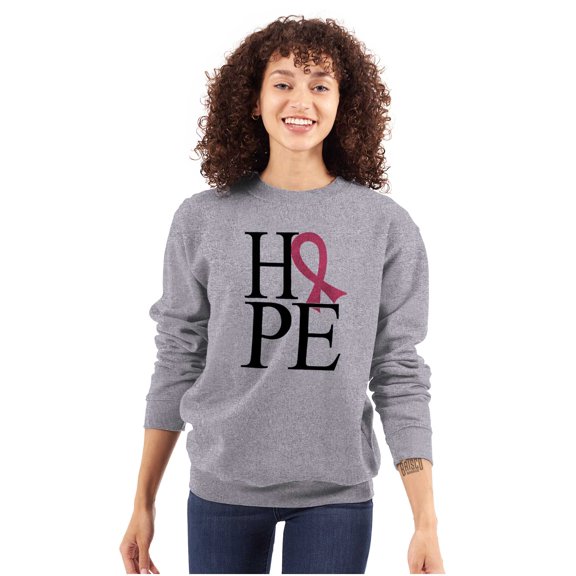 Hope Pink Ribbon Breast Cancer BCA Women Plus Size Crewneck Sweatshirt Brisco Brands 3X