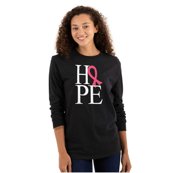 Hope Pink Ribbon Breast Cancer BCA Women Plus Size Long Sleeve Graphic Tee Brisco Brands 3X