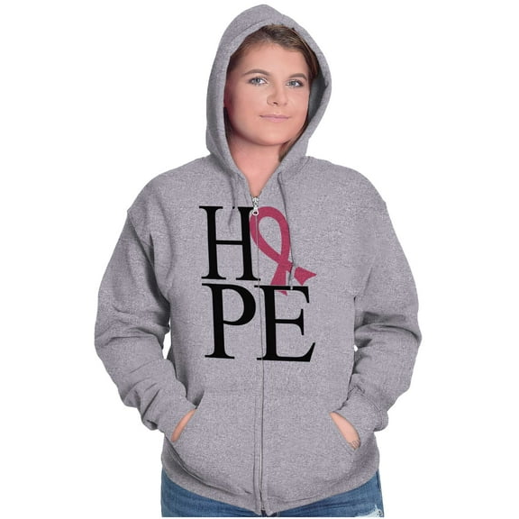 Hope Pink Ribbon Breast Cancer BCA Womens Plus Size Graphic Zipper Hoodie Brisco Brands 4X