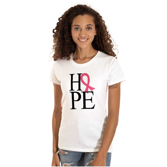 Hope Pink Ribbon Breast Cancer BCA Womens Slim Fit Graphic Tee Brisco Brands X
