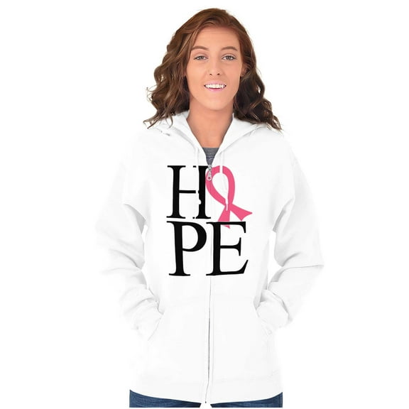 Hope Pink Ribbon Breast Cancer BCA Zip Hoodie Sweatshirt Women Brisco Brands X