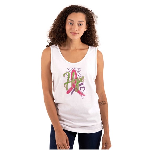 Hope Pink Ribbon Heart Breast Cancer Tank Top Tee Shirt Women Brisco Brands M