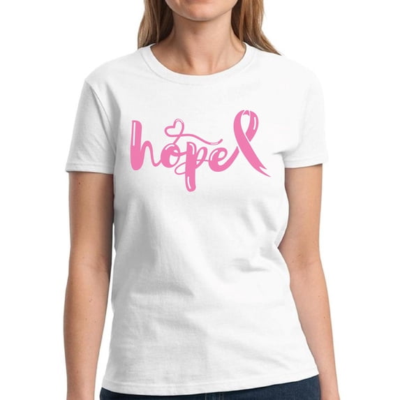 Hope Pink Ribbon TShirt for Women Awareness Ladies T-Shirt - S M L XL 2XL 3XL Graphic Tee - Breast Cancer Awareness Gift Women Shirt