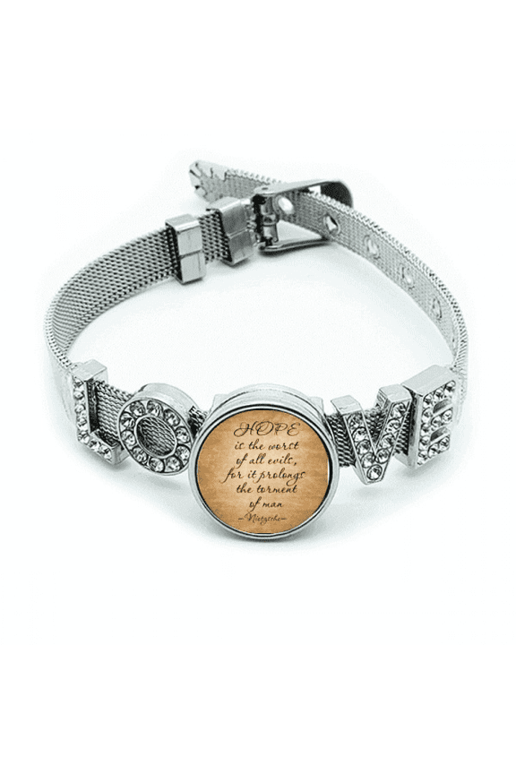 Hope Quotes Error Art Deco Fashion Bracelet Wristband Crystal Love Adjustable Bangle