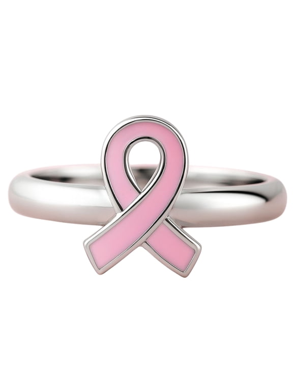 Hope Ring Pink Ribbon Steel Breast Cancer Awareness Womens Ginger Lyne Collection