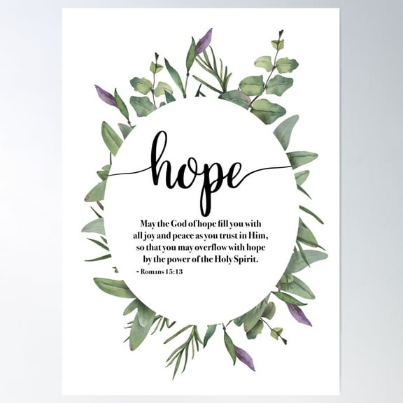 Hope - Romans 15-13 Poster Wall Art, Modern Wall Decor For Living Room Bedroom, 8x12 UNFRAMED