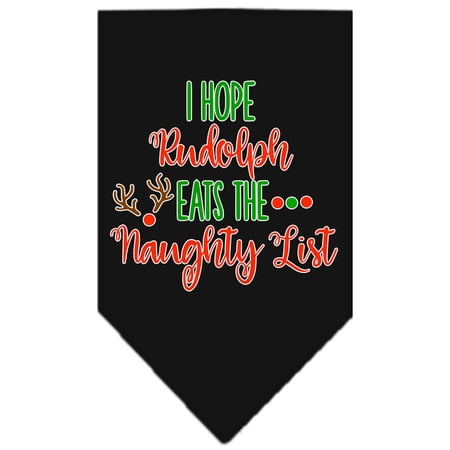 Mirage Pet Hope Rudolph Eats Naughty List Screen Print Bandana Black Small