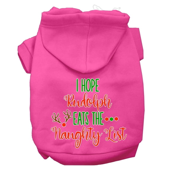Mirage Pet Hope Rudolph Eats Naughty List Screen Print Dog Hoodie Bright Pink M