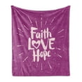 thumbnail image 1 of Hope Soft Flannel Fleece Throw Blanket, Illustration of Western Message Faith Hope Slogan on Purple Backdrop, Cozy Plush for Indoor and Outdoor Use, 60" x 80", Purple and Lilac, by Ambesonne, 1 of 6