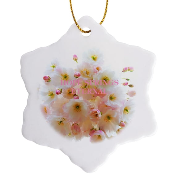 3drose, Hope Springs Eternal on a Spring Bouquet, 3 inch Snowflake Porcelain Ornament