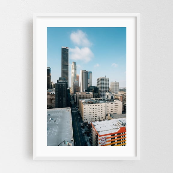 Hope Street, DTLA 03 - Los Angeles California Photography City Skyline Architecture Street Photography Modern Art Travel Poster White Framed Wall Art Print 5 x 7 inches