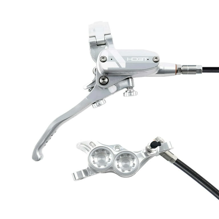 HOPE Tech 4 E4 Disc Brake And Lever Set – Hydraulic Rear Brake With 4-Piston Caliper, Silver