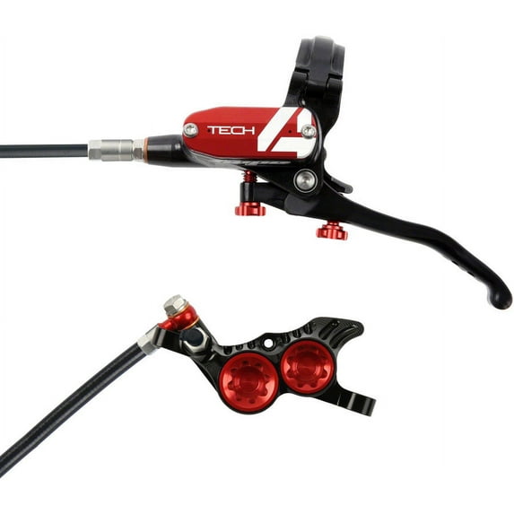 Hope Tech 4 V4 Disc Brake and Lever Set - Rear, Hydraulic, Post Mount, Red