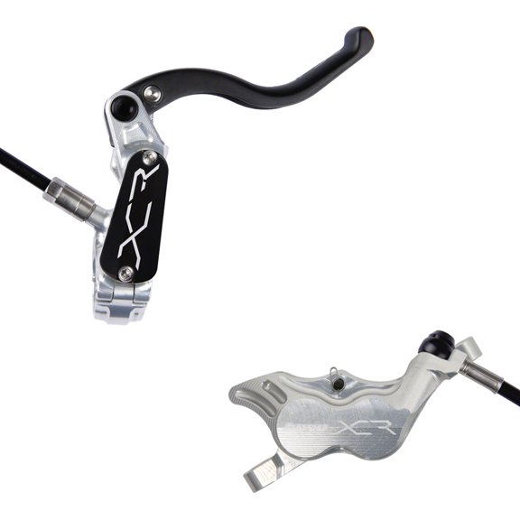 Hope XCR Pro E4 Disc Brake and Lever Set - Rear, Hydraulic, Post Mount, Silver