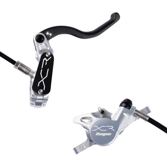 Hope XCR Pro X2 Disc Brake and Lever Set - Rear, Hydraulic, Post Mount, Silver