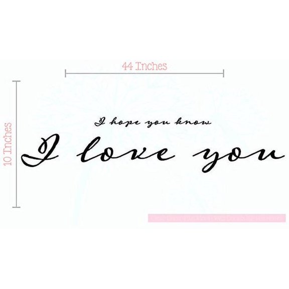 Hope You Know I Love You Vinyl Decals Wall Décor Lettering Love Quotes, 44x10-inch, Black