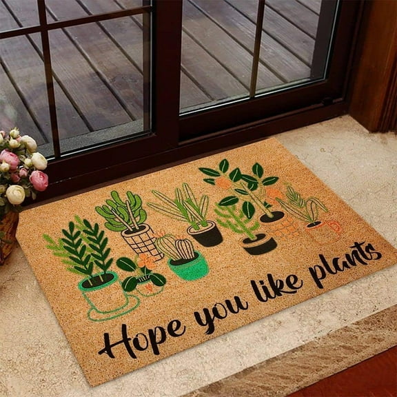 Hope You Like Plants Gardening Printed Doormat,Novelty Flannel Floor Mat with Non-Slip Rubber,Housewarming Decor Gift for Plant Lovers Welcome Doormat 24 x 16 Inch