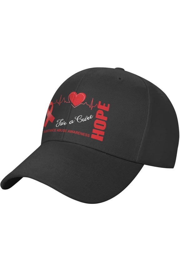 Hope for a Cure Substance Abuse Awareness Plain Baseball Caps Adjustable Washed Twill Low Profile Dad Hats for Men Women Black