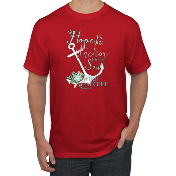 Hope is An Anchor For The Soul Hebrews 6:19 Inspirational/Christian Men's Graphic T-Shirt, Red, 2XL