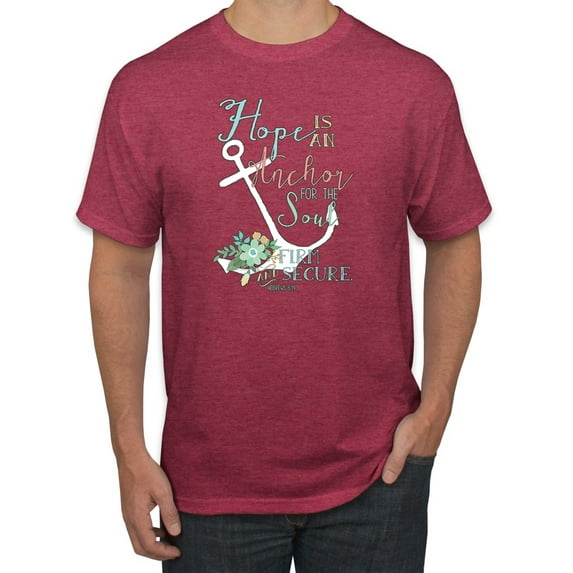 Hope is An Anchor For The Soul Hebrews 6:19 Inspirational/Christian Men's Graphic T-Shirt, Vintage Heather Red, 4XL