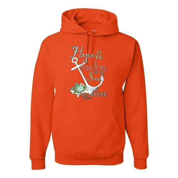 Hope is An Anchor For The Soul Hebrews 6:19 Inspirational/Christian Unisex Graphic Hoodie Sweatshirt, Orange, Medium