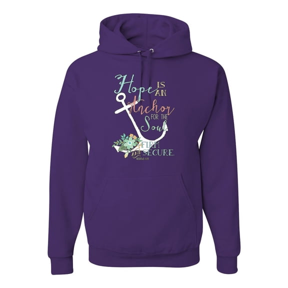 Hope is An Anchor For The Soul Hebrews 6:19 Inspirational/Christian Unisex Graphic Hoodie Sweatshirt, Purple, 2XL