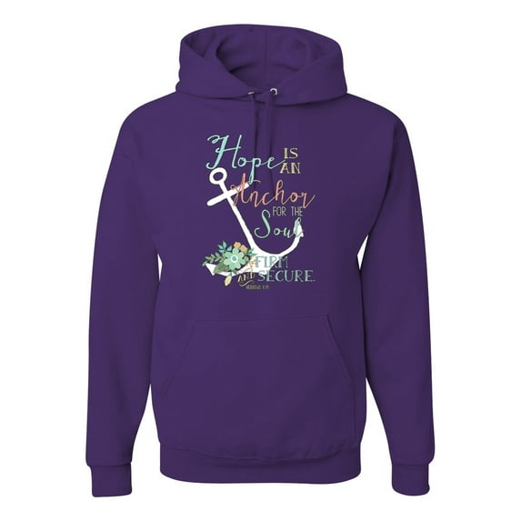 Hope is An Anchor For The Soul Hebrews 6:19 Inspirational/Christian Unisex Graphic Hoodie Sweatshirt, Purple, Large