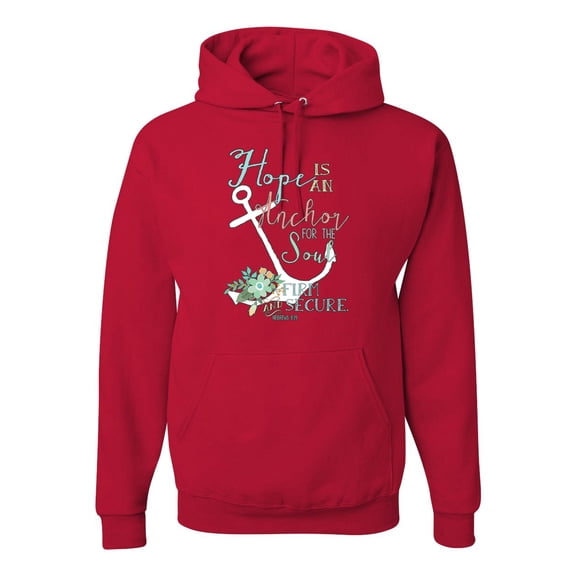 Hope is An Anchor For The Soul Hebrews 6:19 Inspirational/Christian Unisex Graphic Hoodie Sweatshirt, Red, 2XL
