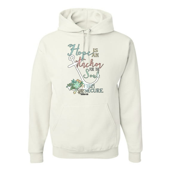 Hope is An Anchor For The Soul Hebrews 6:19 Inspirational/Christian Unisex Graphic Hoodie Sweatshirt, White, X-Large