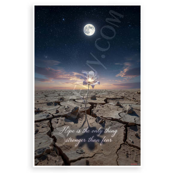 "Hope is the Only Thing Stronger Than Fear" Inspirational 12x18 US Made Poster