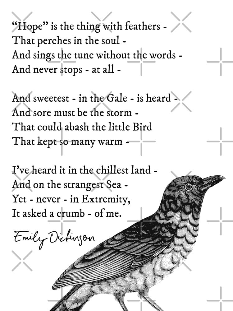 Hope is the thing with feathers' Emily Dickinson Inspirational Poem ...