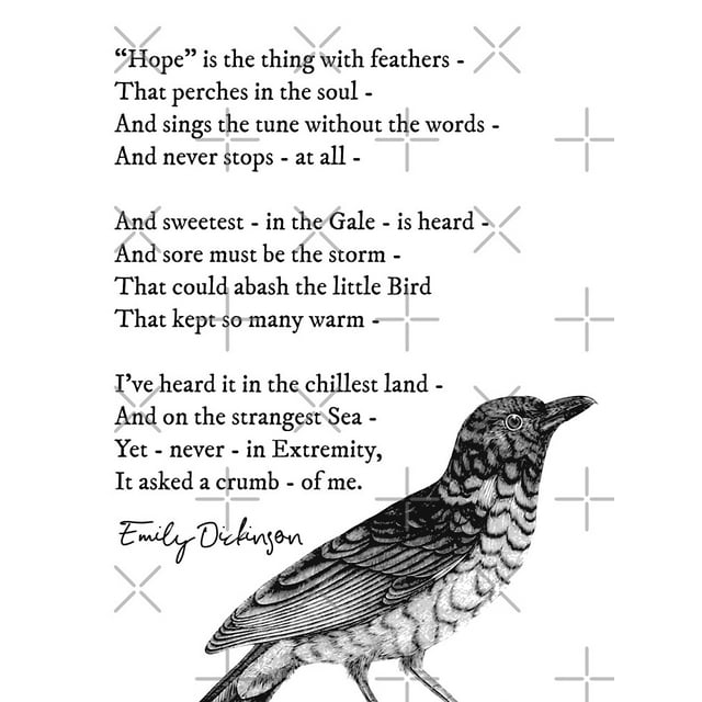 Hope is the thing with feathers' Emily Dickinson Inspirational Poem ...