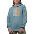 thumbnail image 1 of Hope with Flowers, Groovy Retro Wavy Text Merch Gift, Light Blue Hooded Sweatshirt or Hoodie, Large, 1 of 5