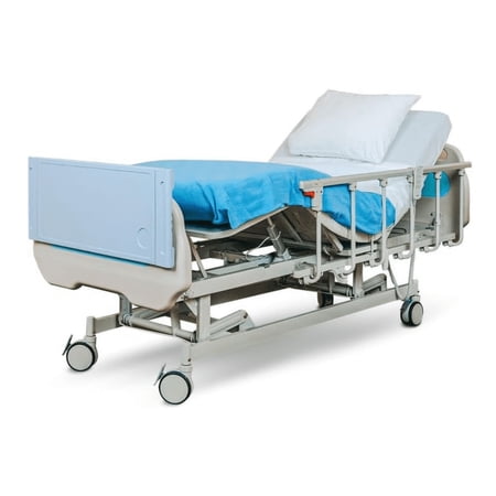 HopeFULL (HCMS-3 Premium 3-Function Electric Hospital Bed, 4.7" Foam Mattress, LINAK Motors, Individual Locking, Includes (2X) Sheets & Bed Tray