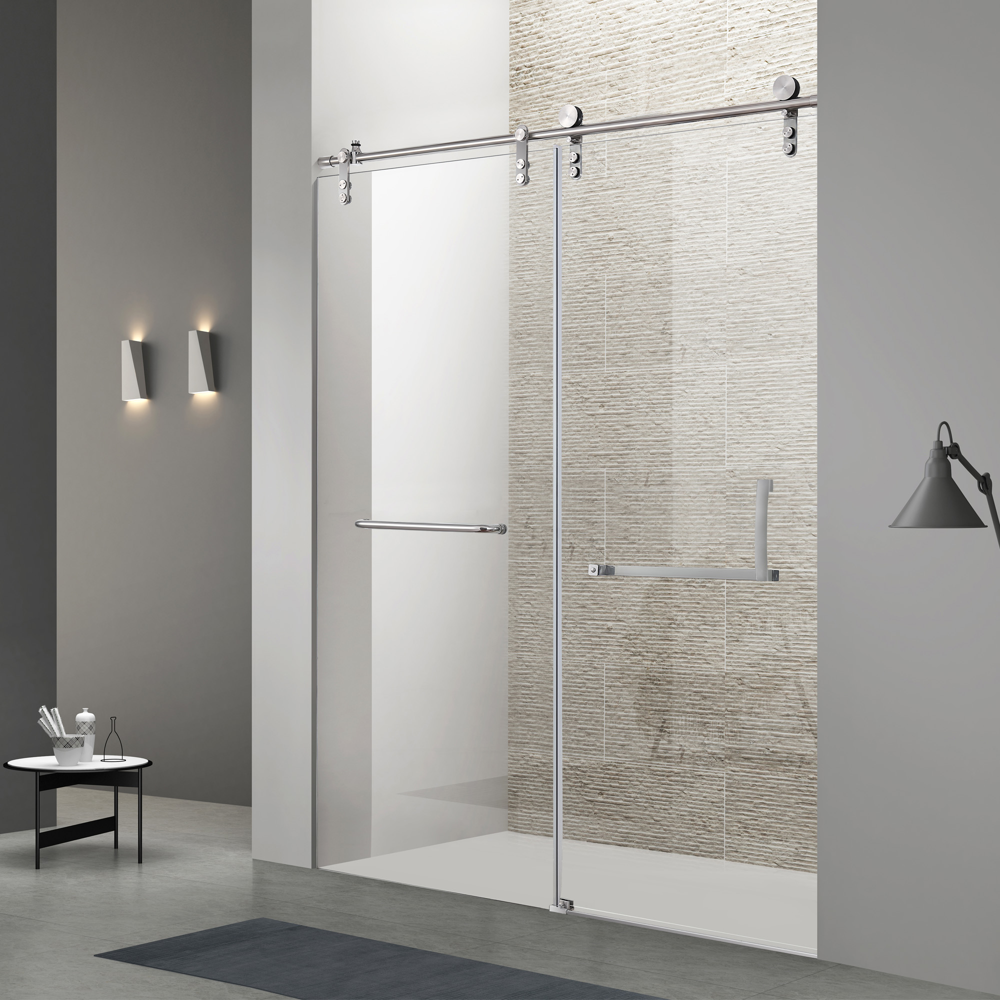 HopeHub Shower Door 56-60" W x 76" H Frameless Shower Door, Single Sliding Shower Doors with 5/16" (8mm) Clear SGCC ANSI Tempered Glass,Explosion-Proof Film,3 Seal Strips Stainless Steel Hardware,