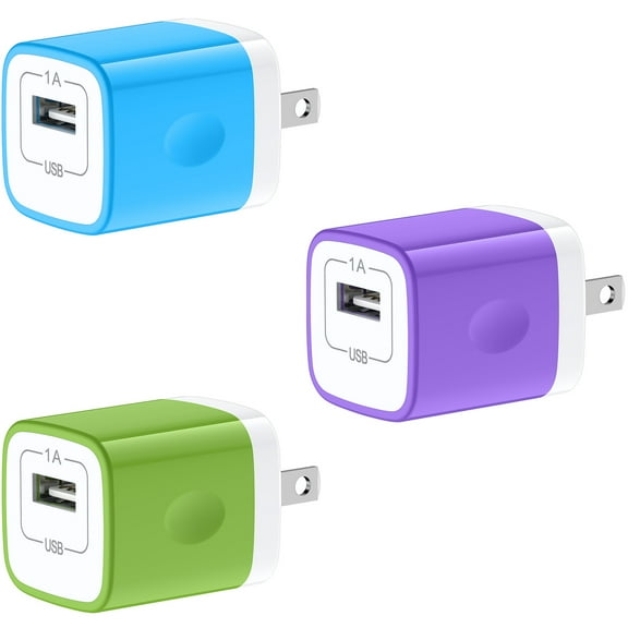 HopePow Phone Charger Block,3Pack USB Charger Adapter Plug 5V/1A Wall Charger Block Fast Charging Block Brick Base Cube Cell Phone Charger Block Usb/Type C for android Charger,Samsung
